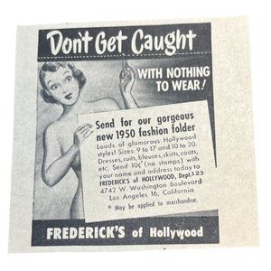 Frederick's of Hollywood Vintage Print Ad 1950 Hollywood Fashion Mail Order